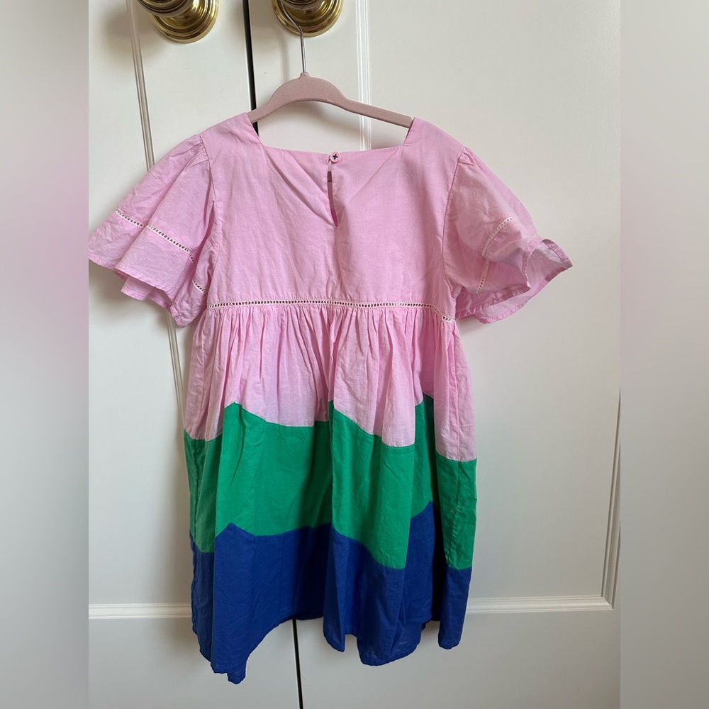Mini Boden Color Block Flutter Sleeve Dress (4-5Y) - Picture 2 of 3